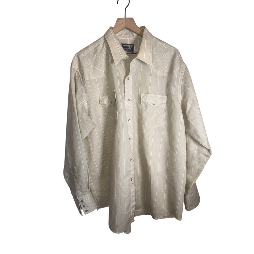 VINTAGE WRANGLER Big Man Striped Pearl Snap Lightweight Collared Shirt 2X